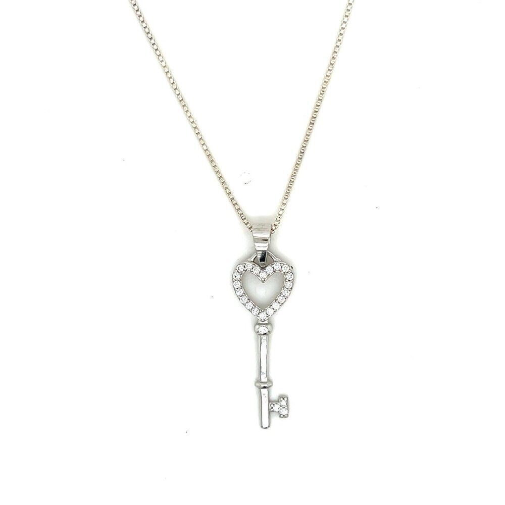 Silver 925 Key Cz‎ Pendant Necklace
